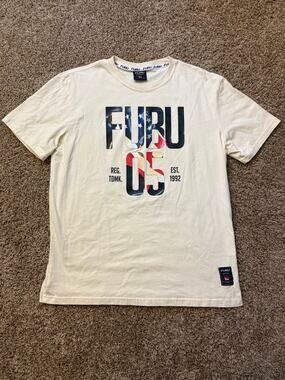 FUBU Worldwide Regular Fit Graphic T Shirt Mens Size XL Cream